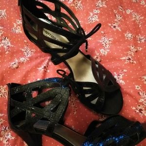 Black spike heel sandals size 9.5